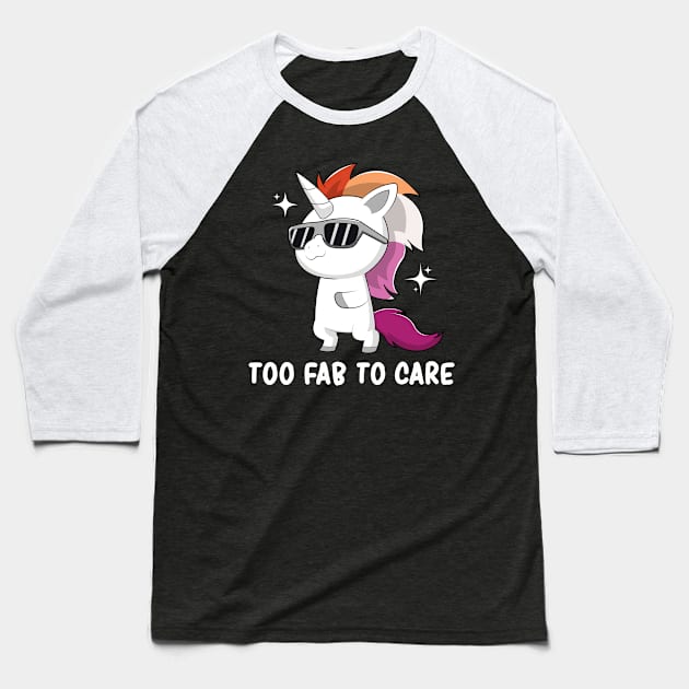 Subtle Lesbian Pride Flag Month Cute Kawaii Unicorn Baseball T-Shirt by Graphic Monster